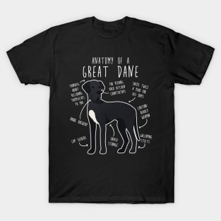 Black Great Dane Dog Anatomy T-Shirt